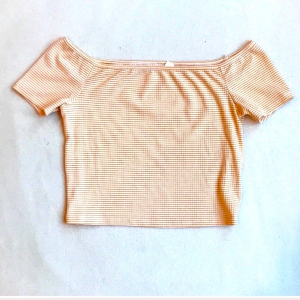 Pacsun Off the Shoulder Yellow Striped Top NWOT